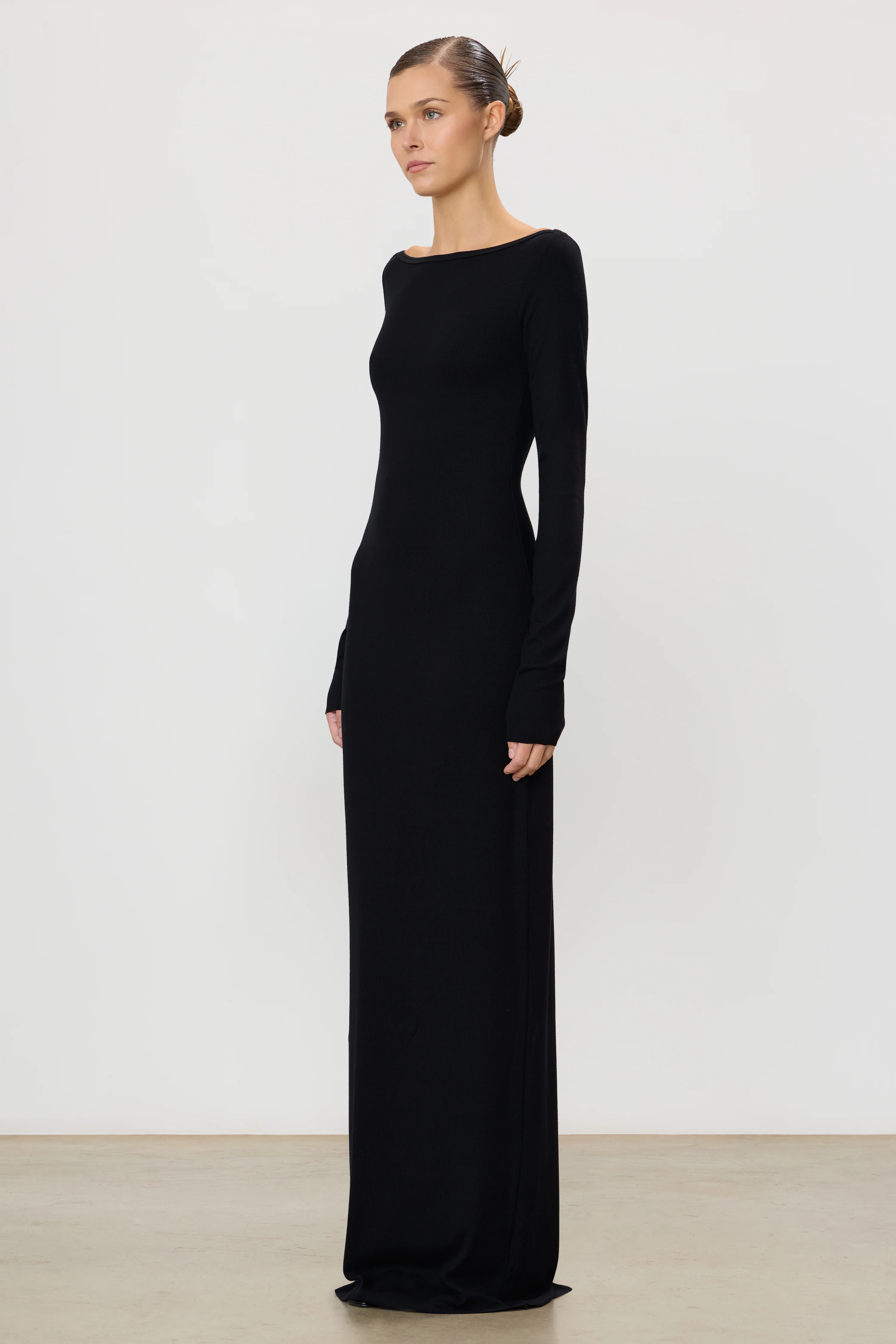 LONG SLEEVE BOATNECK MAXI DRESS - Image 3