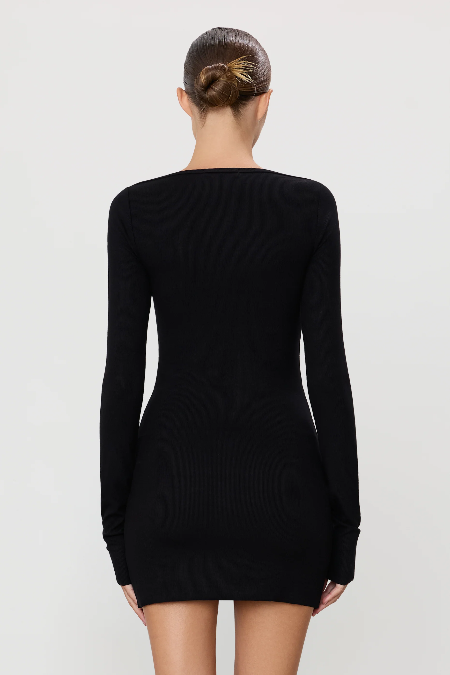 LONG SLEEVE BOATNECK MINI DRESS - Image 3