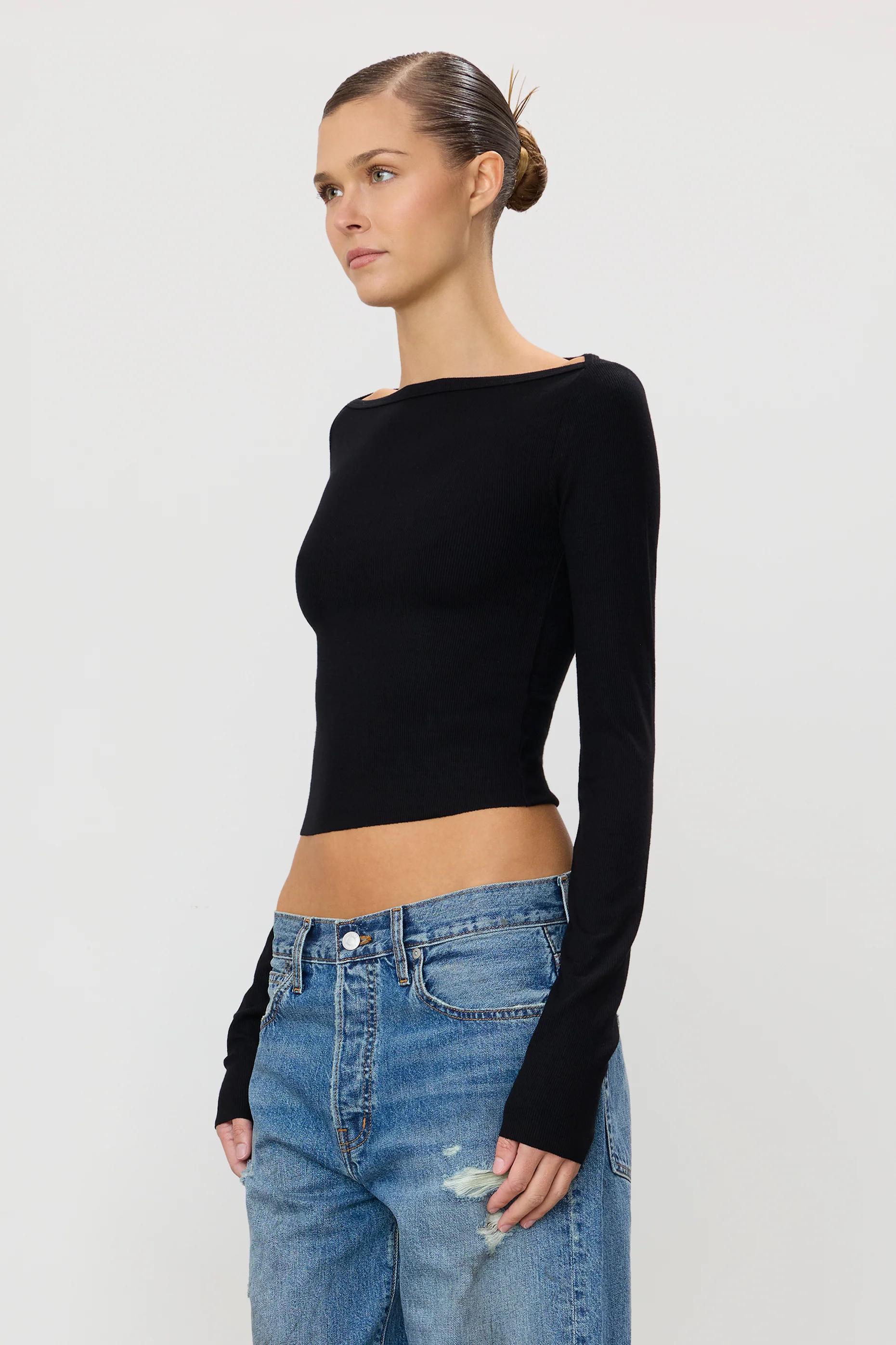 LONG SLEEVE BOATNECK TOP - Image 3