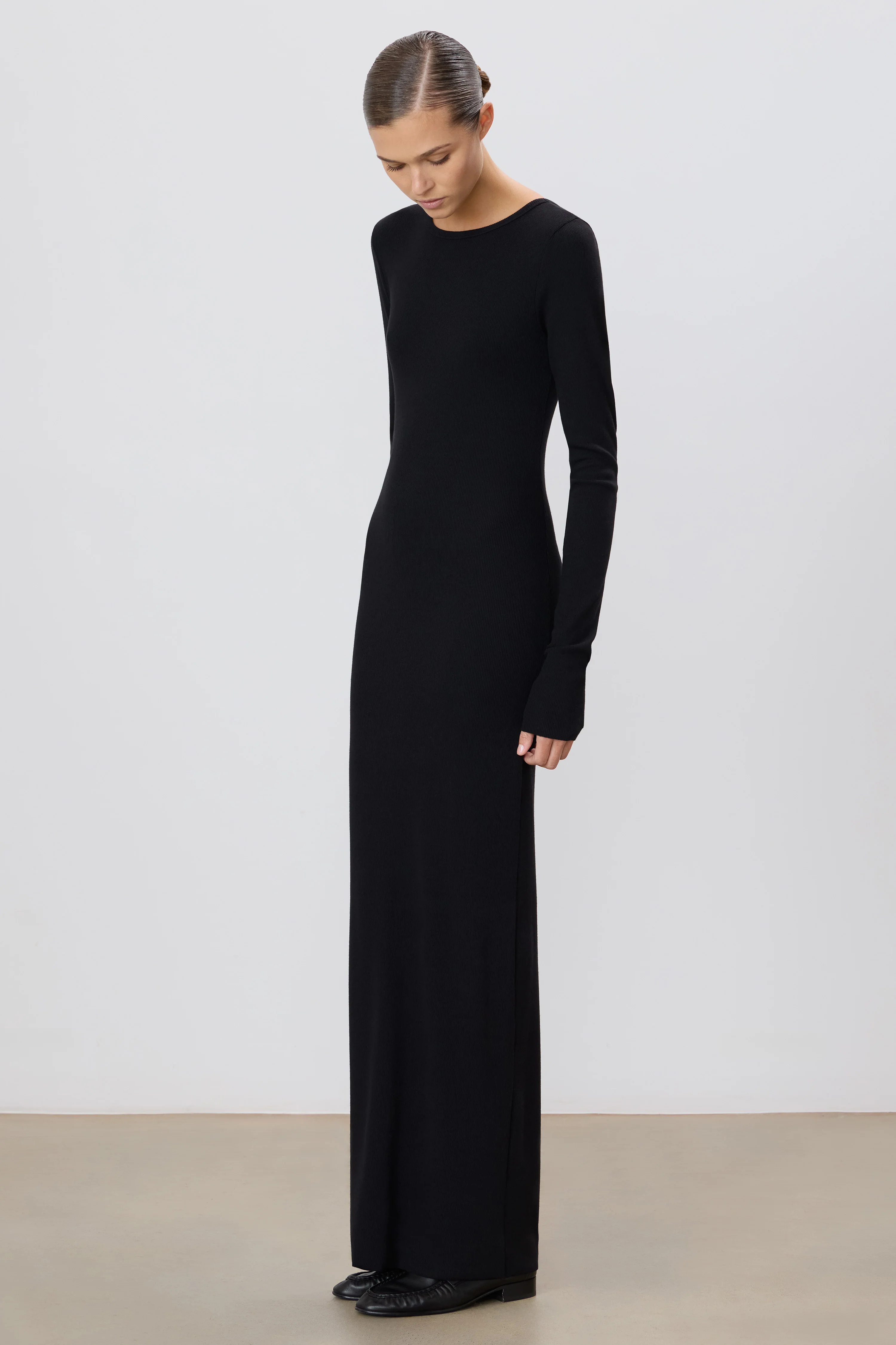 LONG SLEEVE CREWNECK MAXI DRESS - Image 3