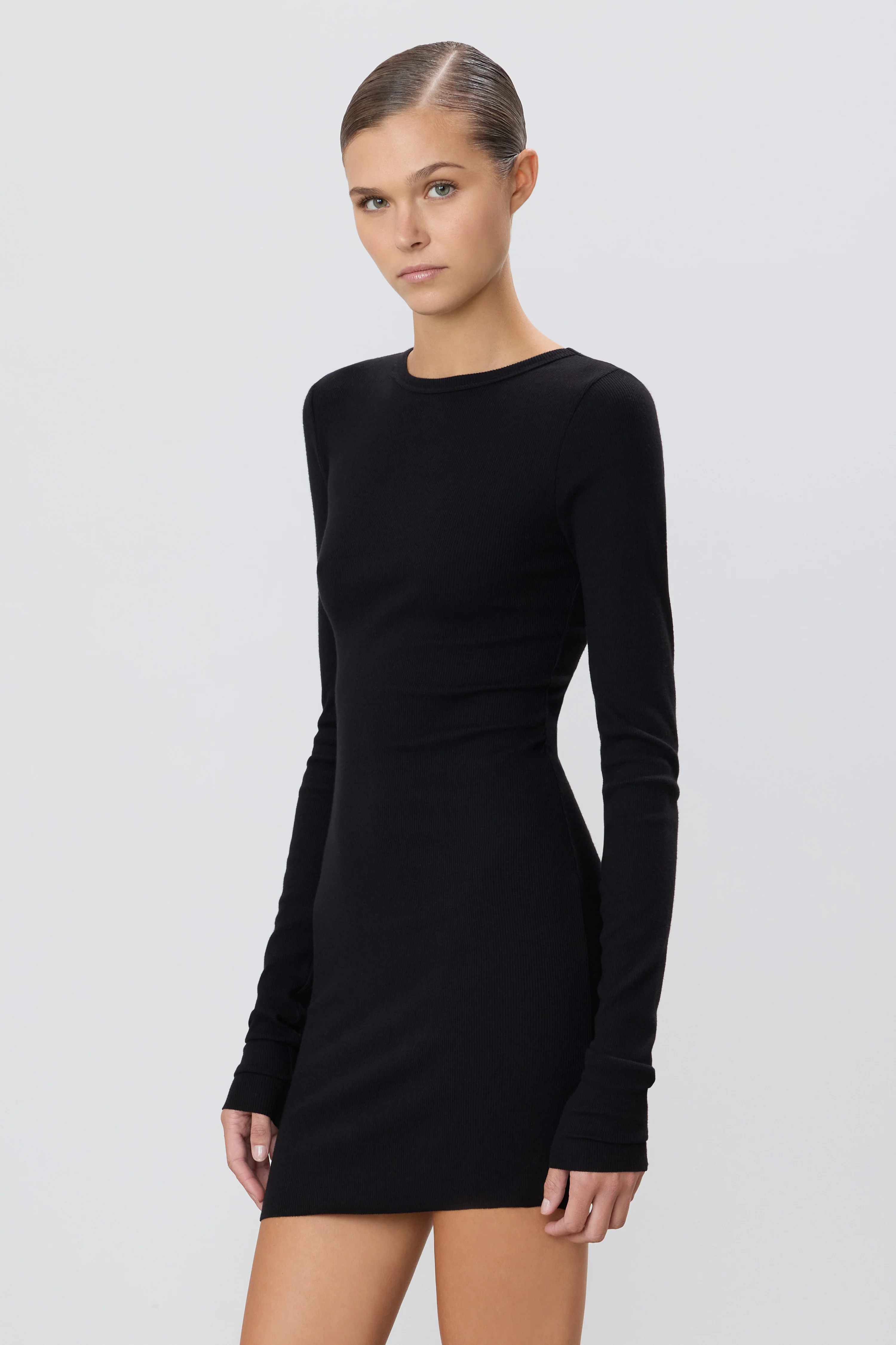 LONG SLEEVE CREWNECK MINI DRESS - Image 3
