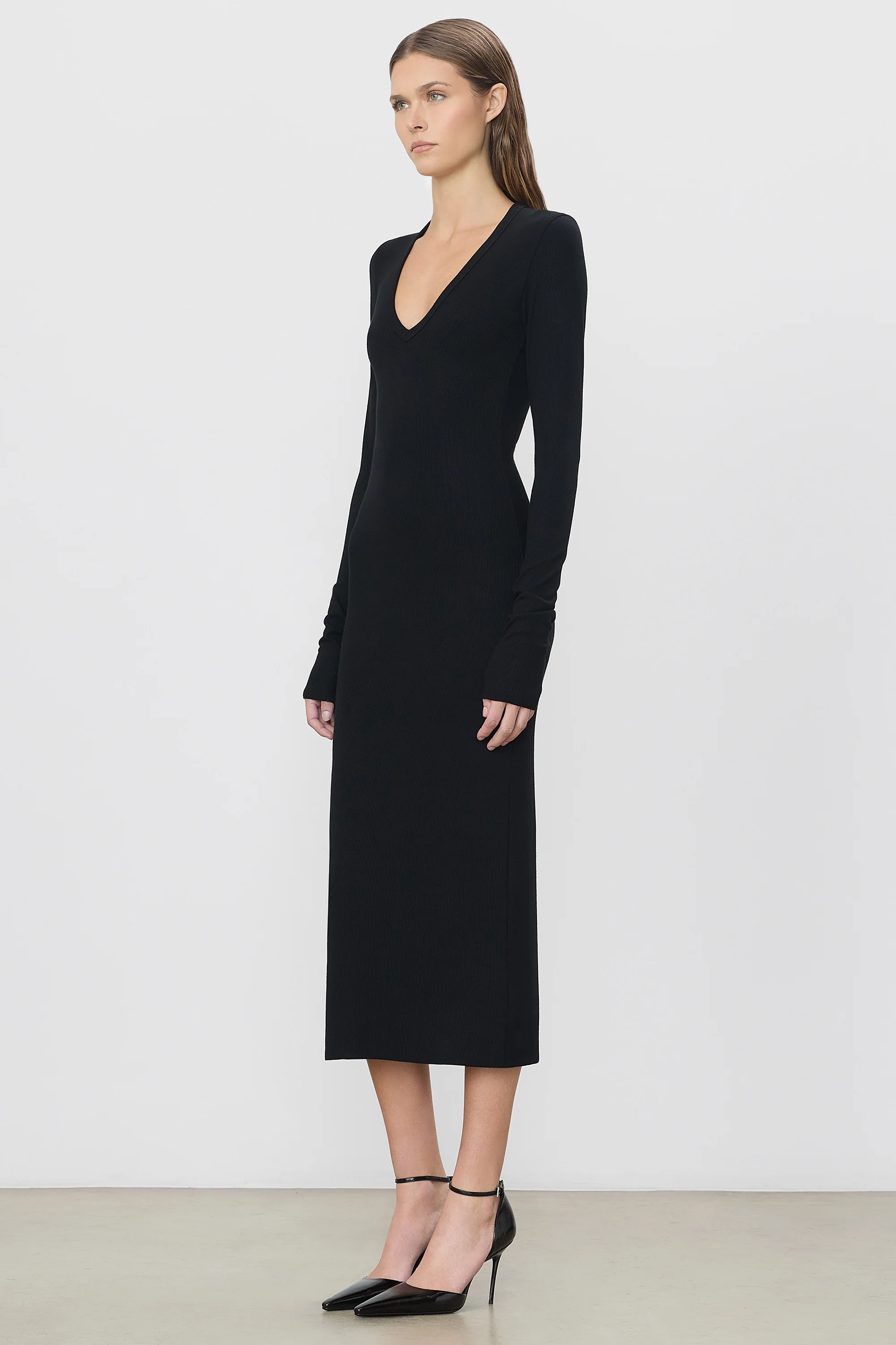 V-NECK MIDI DRESS - Image 3