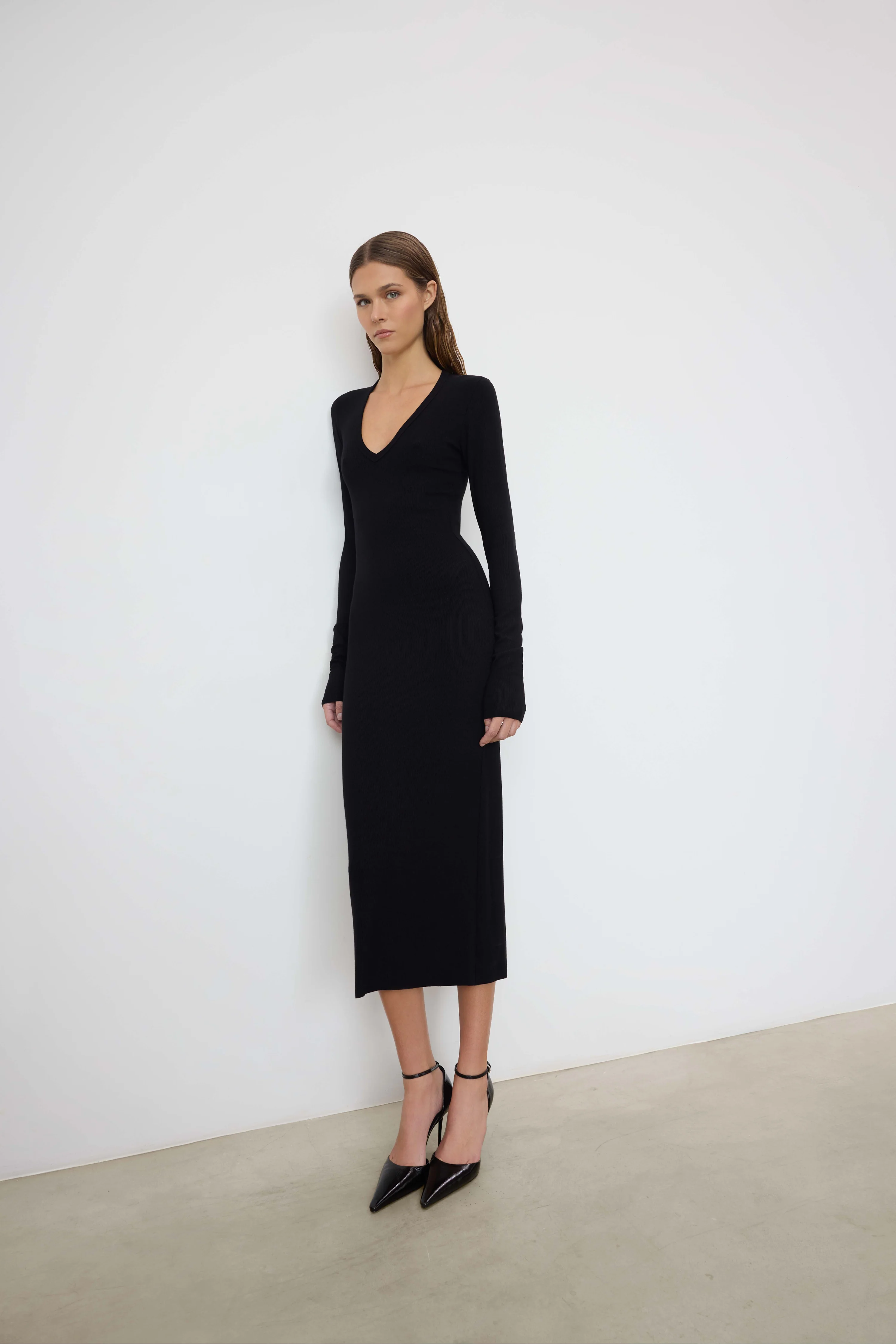 V-NECK MIDI DRESS - Image 5